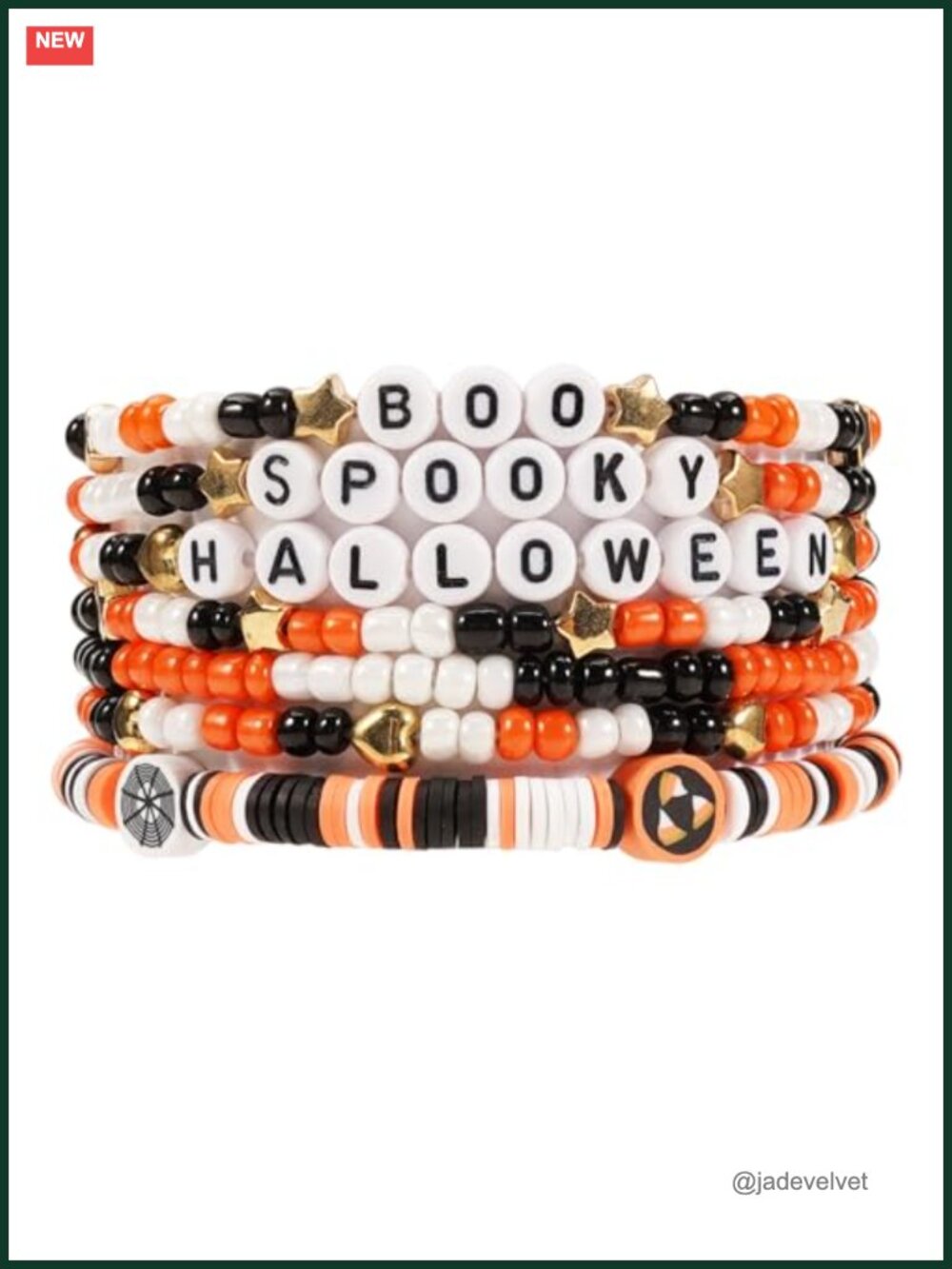Heishi Beaded Stretch Bracelets Stackable Halloween Set of 7